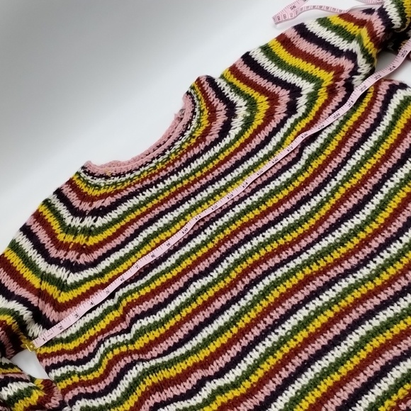 Jodifl multicolor Striped oversized sweater puff sleeve size large green yellow - Picture 7 of 14